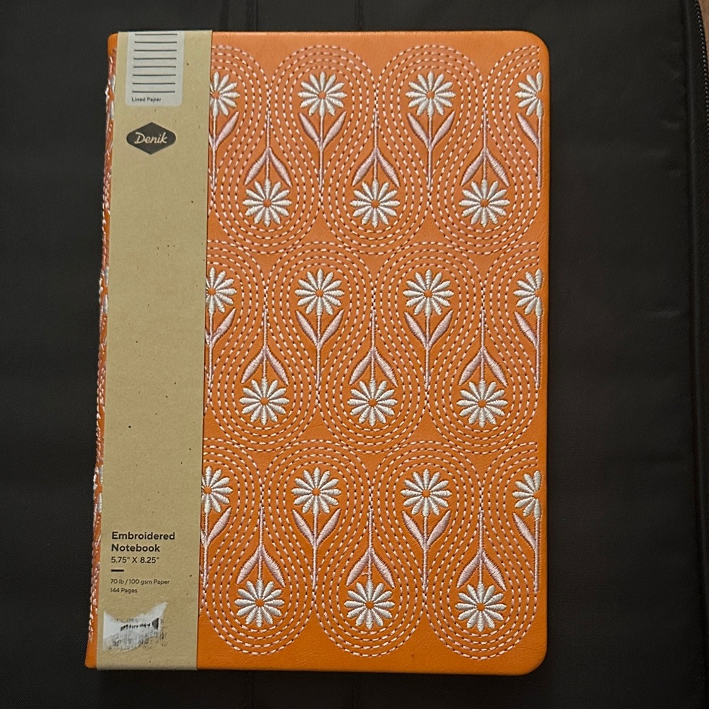 Denik Orange Embroidered Daisy Chain Notebook